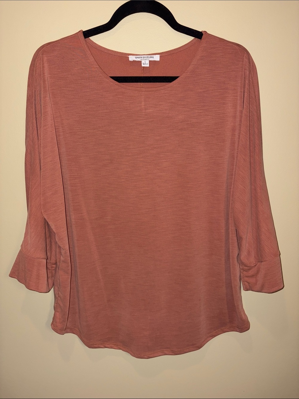 Green Envelope | Dusty Rose Women's 3/4 Sleeve Swing Top